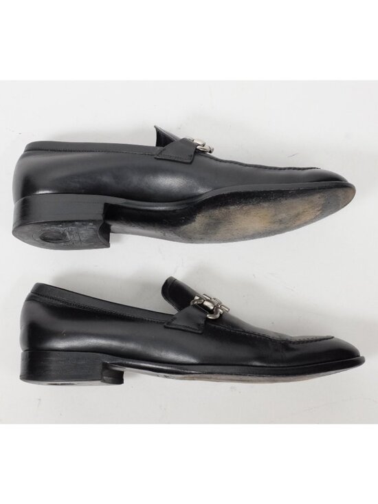 Salvatore Ferragamo 7.5 shoes loafer black leather GANCINI bit logo horse main image 4